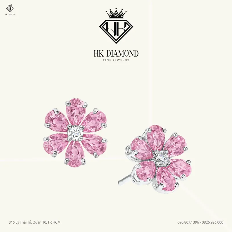 Pink Sapphire and Diamond Earrings