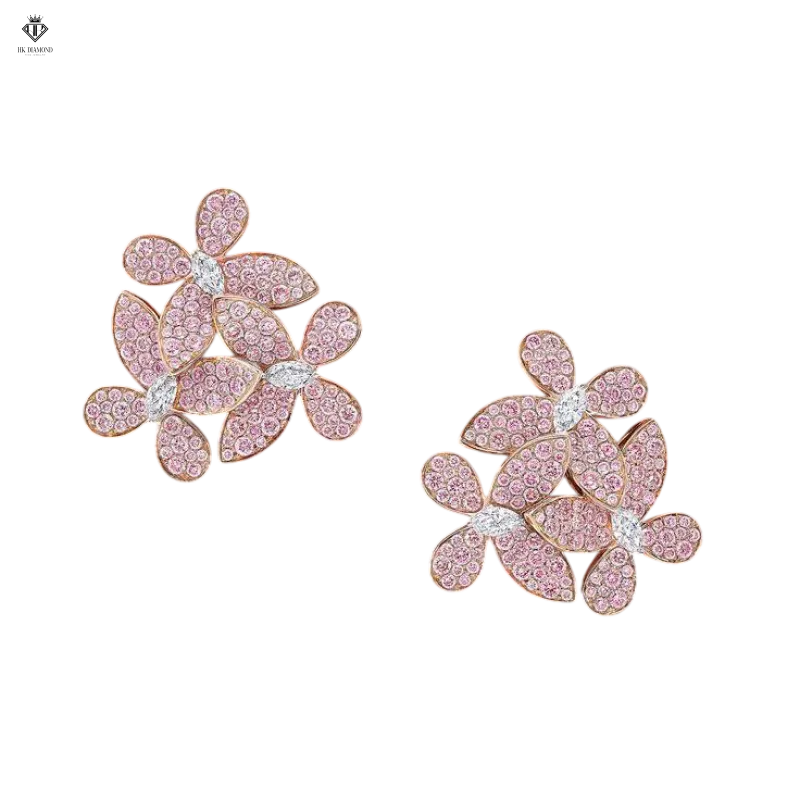 Bông Sát Tai Kim Cương Hồng Hình Bướm