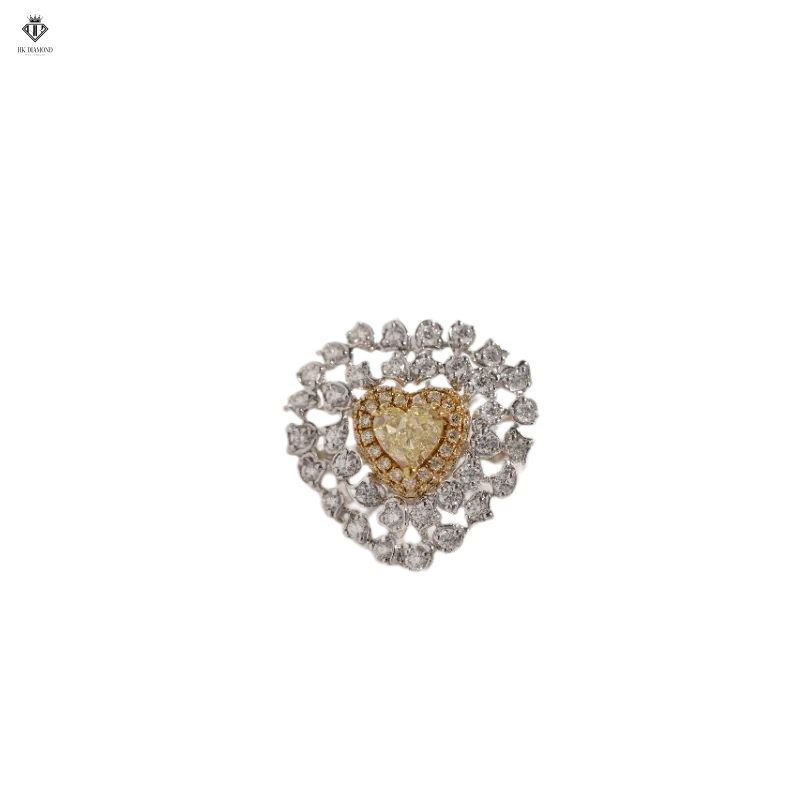 Nhẫn Kim Cương Vàng Fancy Yellow Hình Trái Tim
