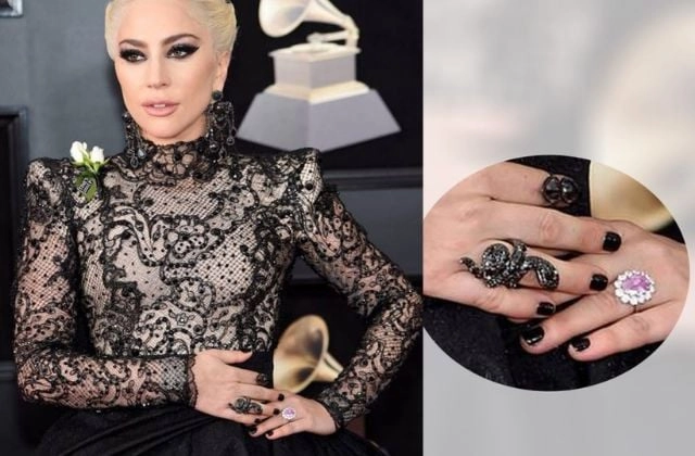 Chiếc nhẫn hình con rắn phủ kim cương đen đầy huyền bí và quyền lực của Lady Gaga
