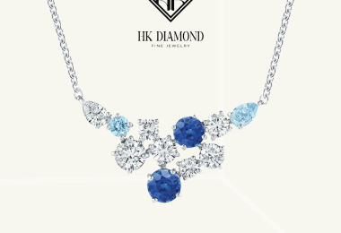Sparkling Cluster Sapphire, Aquamarine and Diamond Pendant