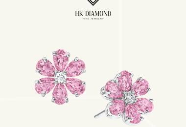 Pink Sapphire and Diamond Earrings