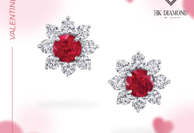 Ruby Flower Earring