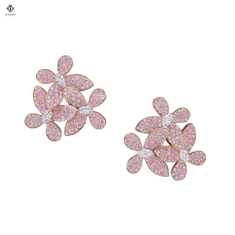 Bông Sát Tai Kim Cương Hồng Hình Bướm