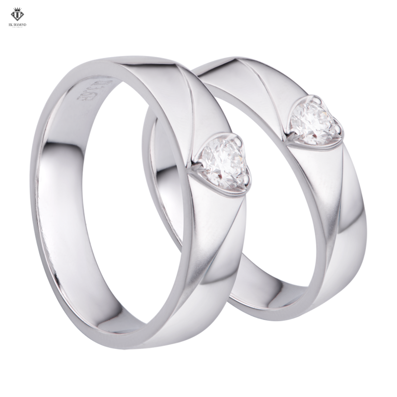Nhẫn Cưới Solitaire Hình Trái Tim