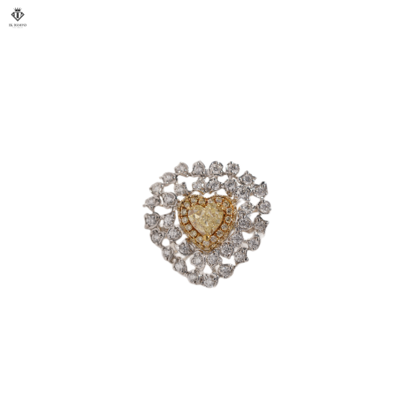 Nhẫn Kim Cương Vàng Fancy Yellow Hình Trái Tim